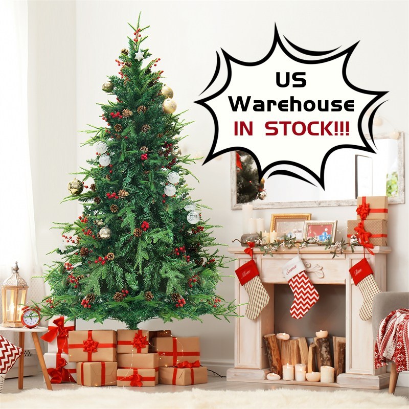 Premium Artificial Hinged Christmas Tree with Pre-Lit 350 Lights