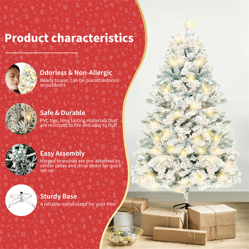 Premium Artificial Hinged Christmas Tree with Pre-Lit 350 Lights