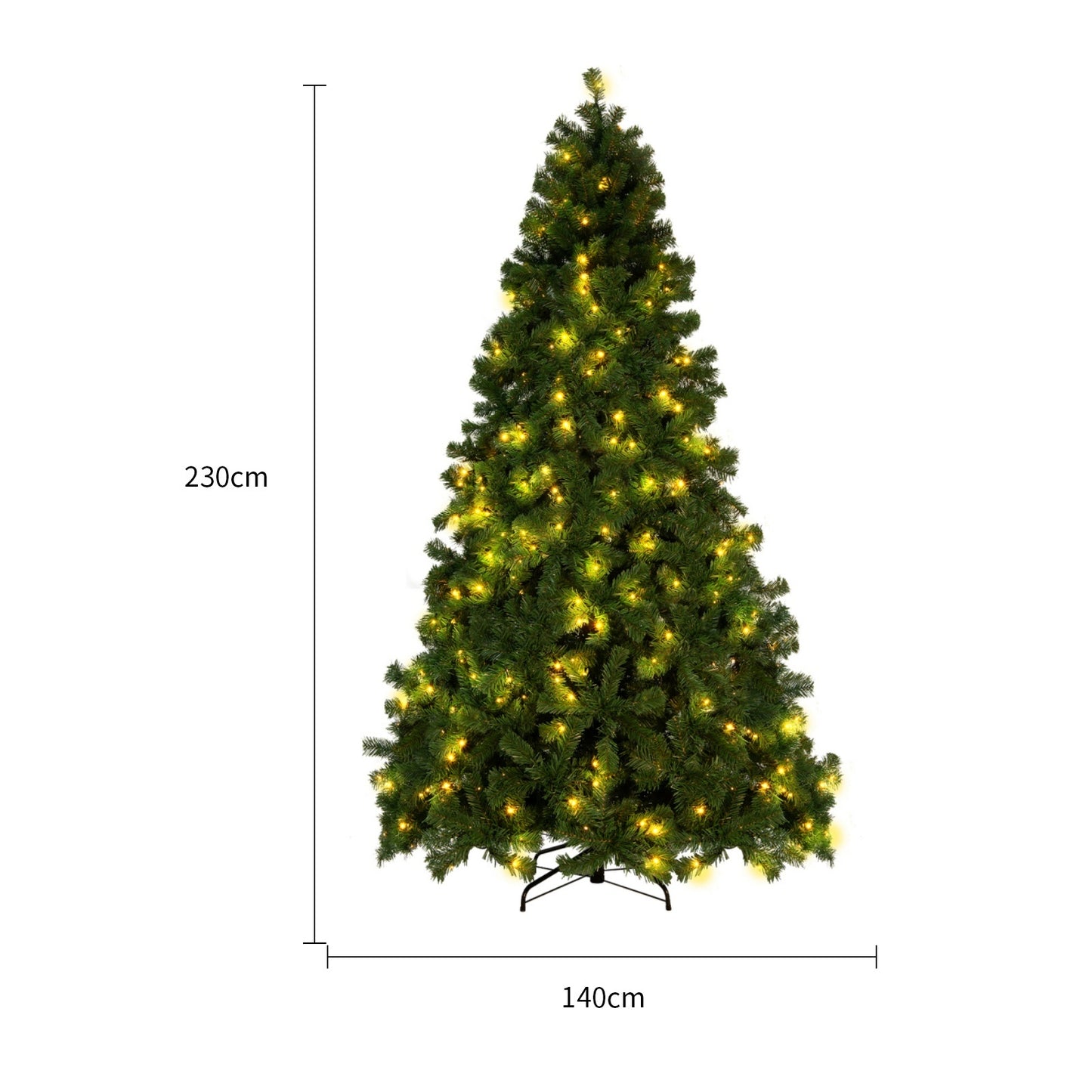 Premium Artificial Hinged Christmas Tree with Pre-Lit 350 Lights